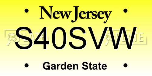 S40SVW New Jersey License Plate