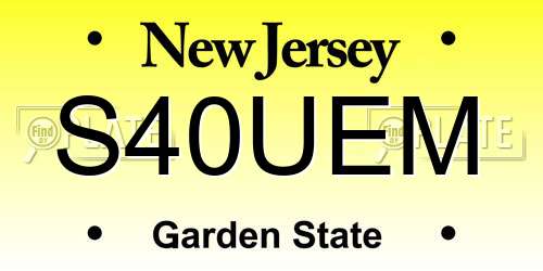 S40UEM New Jersey License Plate