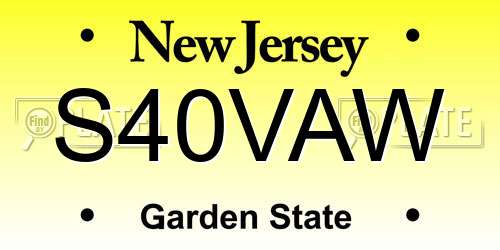 S40VAW New Jersey License Plate