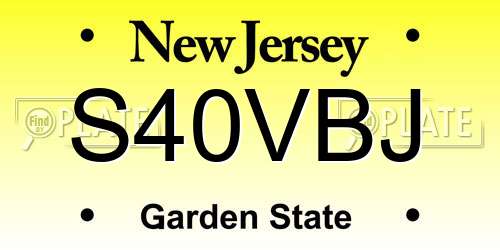 S40VBJ New Jersey License Plate
