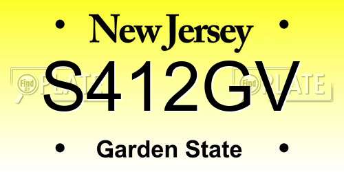 S412GV New Jersey License Plate