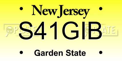 S41GIB New Jersey License Plate