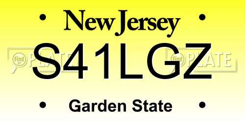 S41LGZ New Jersey License Plate
