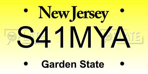 S41MYA New Jersey License Plate