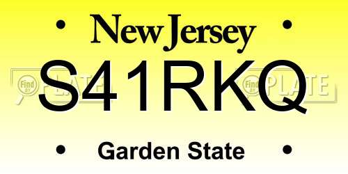S41RKQ New Jersey License Plate