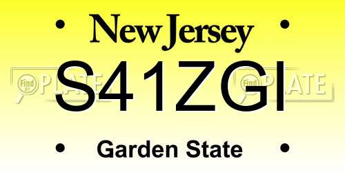 S41ZGI New Jersey License Plate