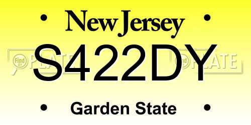S422DY New Jersey License Plate
