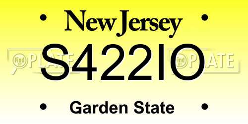 S422IO New Jersey License Plate