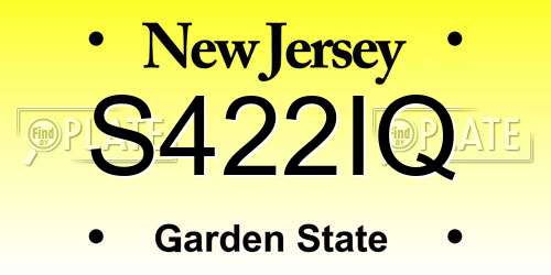 S422IQ New Jersey License Plate