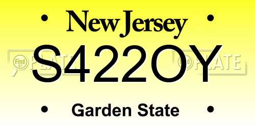 S422OY New Jersey License Plate