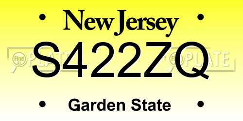 S422ZQ New Jersey License Plate