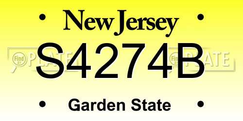 S4274B New Jersey License Plate