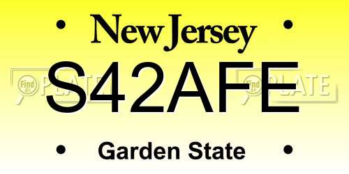 S42AFE New Jersey License Plate