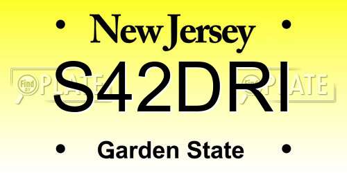 S42DRI New Jersey License Plate