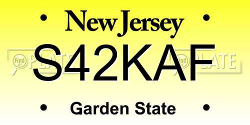 S42KAF New Jersey License Plate