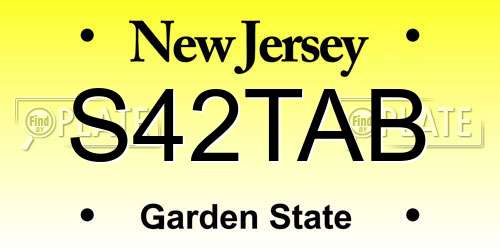 S42TAB New Jersey License Plate
