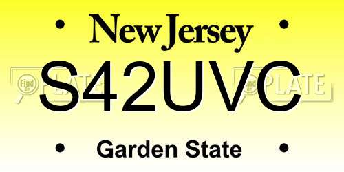 S42UVC New Jersey License Plate