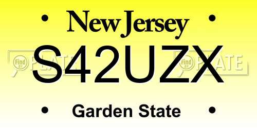 S42UZX New Jersey License Plate