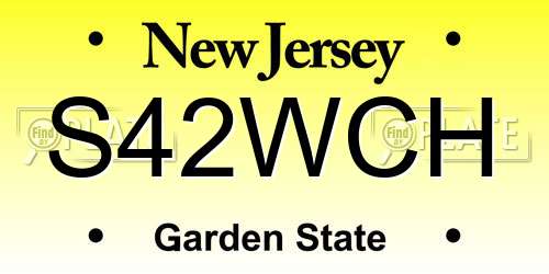 S42WCH New Jersey License Plate