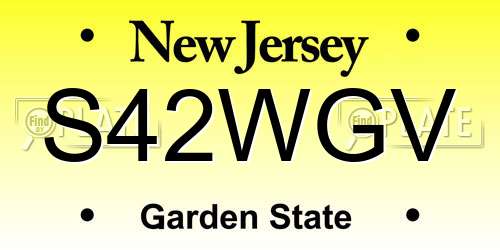 S42WGV New Jersey License Plate