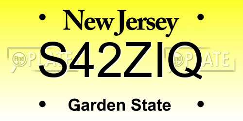 S42ZIQ New Jersey License Plate