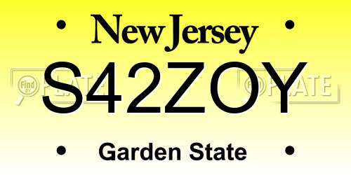 S42ZOY New Jersey License Plate