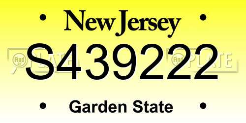 S439222 New Jersey License Plate
