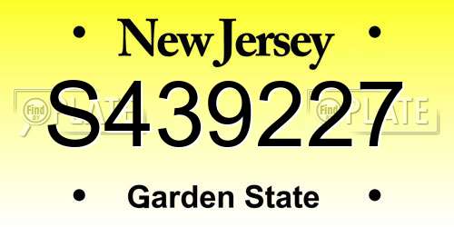 S439227 New Jersey License Plate