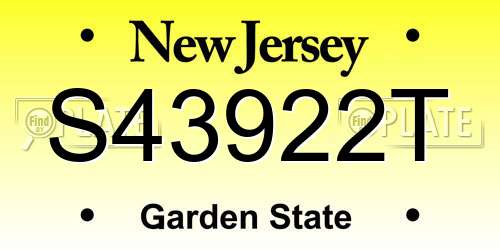 S43922T New Jersey License Plate