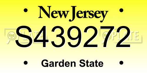 S439272 New Jersey License Plate