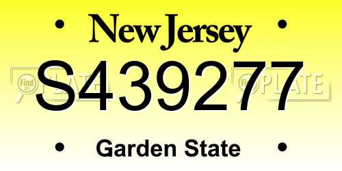S439277 New Jersey License Plate