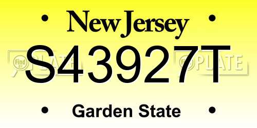 S43927T New Jersey License Plate