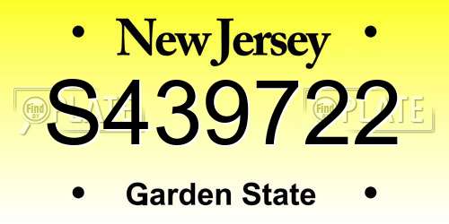 S439722 New Jersey License Plate