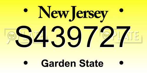 S439727 New Jersey License Plate