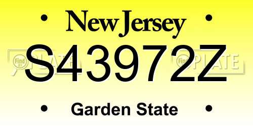 S43972Z New Jersey License Plate