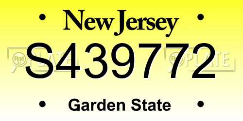 S439772 New Jersey License Plate