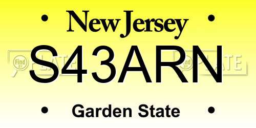 S43ARN New Jersey License Plate