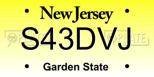S43DVJ New Jersey License Plate