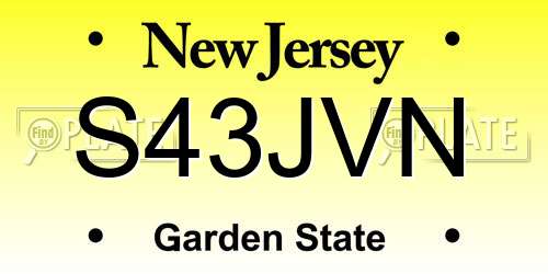S43JVN New Jersey License Plate