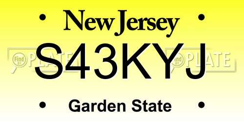 S43KYJ New Jersey License Plate