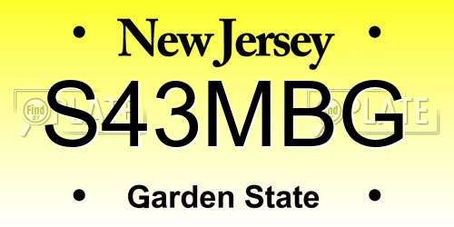 S43MBG New Jersey License Plate