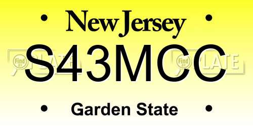 S43MCC New Jersey License Plate