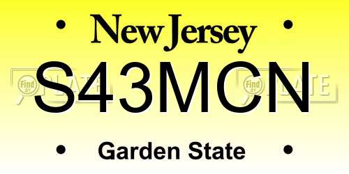 S43MCN New Jersey License Plate