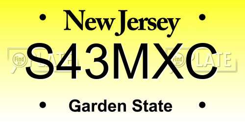 S43MXC New Jersey License Plate