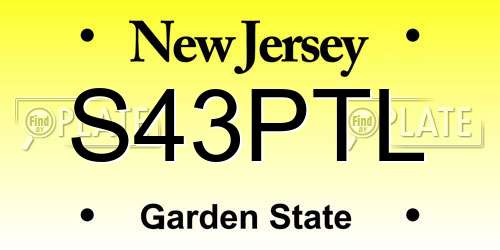 S43PTL New Jersey License Plate
