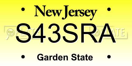 S43SRA New Jersey License Plate