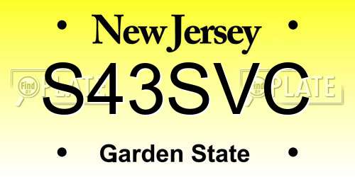 S43SVC New Jersey License Plate