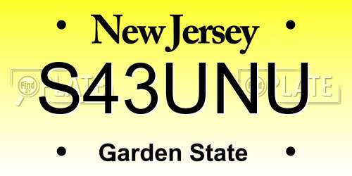 S43UNU New Jersey License Plate