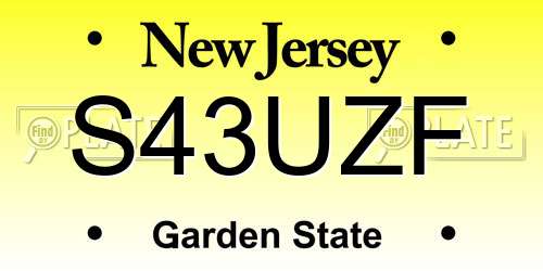 S43UZF New Jersey License Plate