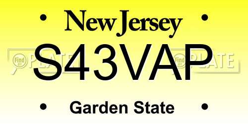 S43VAP New Jersey License Plate